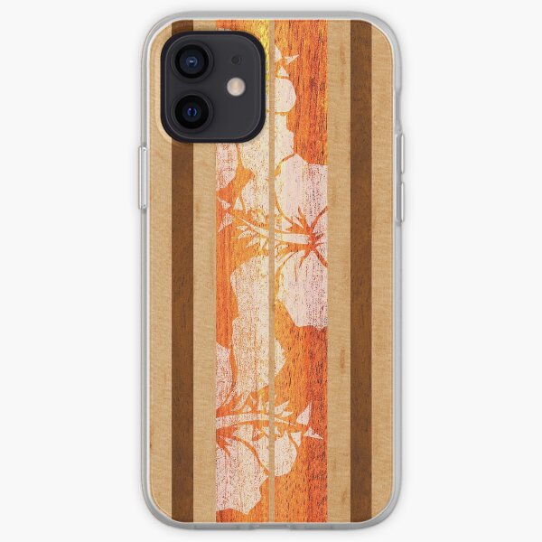 Haleiwa Hawaiian Faux Maple planche de surf en bois - Orange Coque souple iPhone