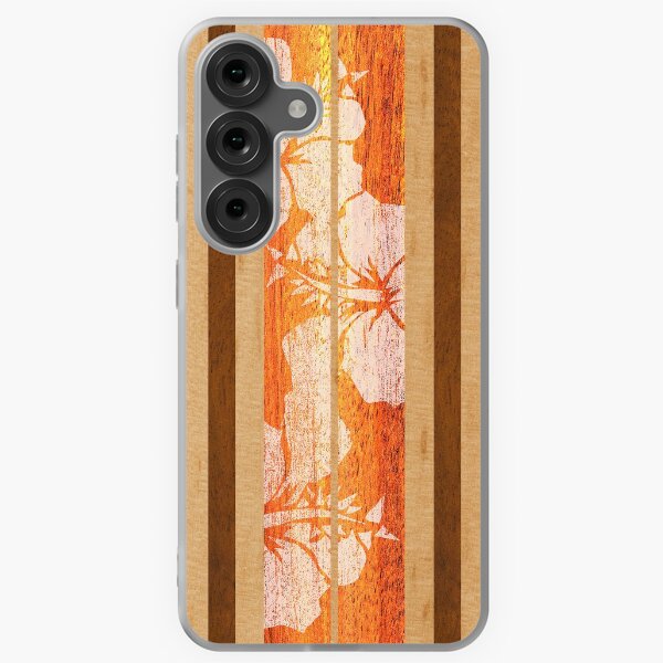 Vista previa del artículo con la obra «Haleiwa Hawaiian Faux Maple Wood Tabla de surf - Naranja», diseñado y vendido por DriveIndustries.