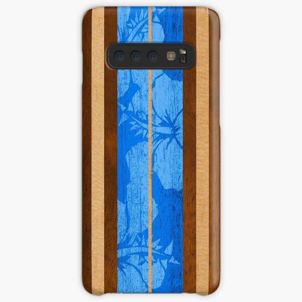 Haleiwa Hawaiian Faux Koa Wood Surfboard - Ocean Blue Samsung Galaxy Snap Case