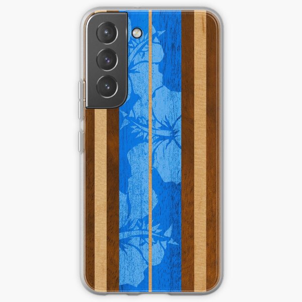 Haleiwa Hawaiian Faux Koa Wood Surfboard - Ocean Blue Samsung Galaxy Soft Case
