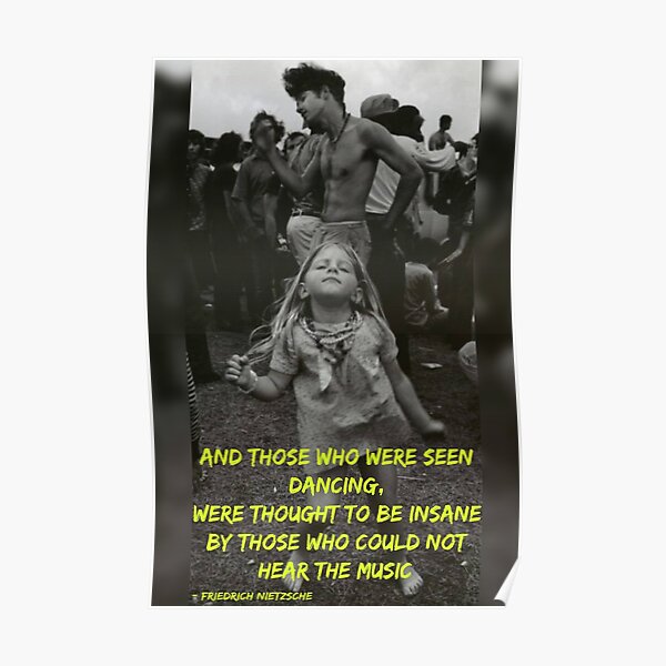 Woodstock kleines Mädchen 1969 Zitate von Nietzsche Poster