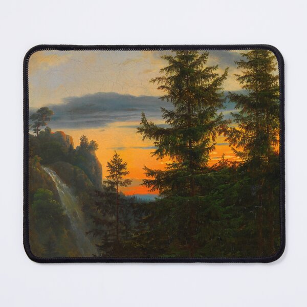 Item preview, Sunset painting, Sunset Artwork, Two Men before a Waterfall at Sunset designed and sold by danaJG.