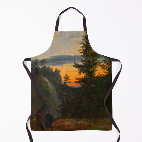 Item preview, Sunset painting, Sunset Artwork, Two Men before a Waterfall at Sunset designed and sold by danaJG.