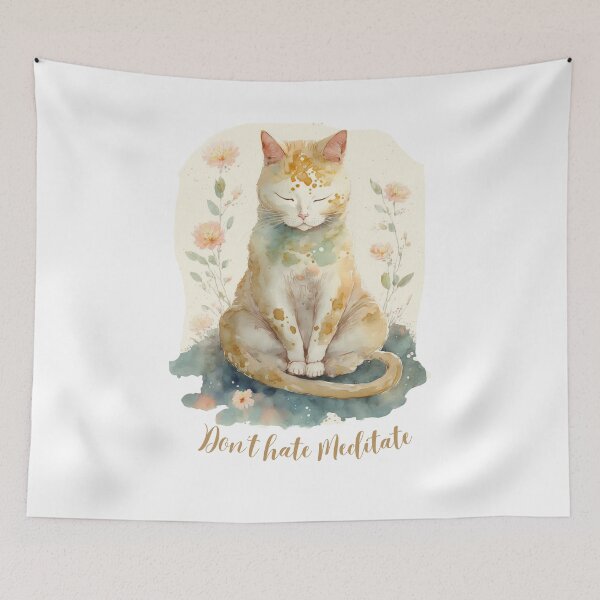 Item preview, Yoga Cat Don't hate Meditate 09 designed and sold by printiesart.