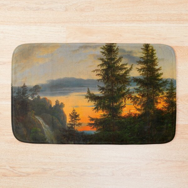 Item preview, Sunset painting, Sunset Artwork, Two Men before a Waterfall at Sunset designed and sold by danaJG.