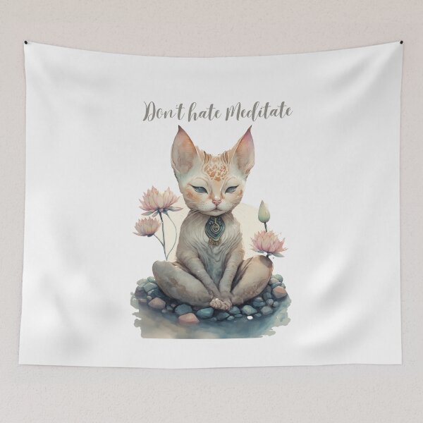 Item preview, Yoga Cat Don't hate Meditate 12  designed and sold by printiesart.