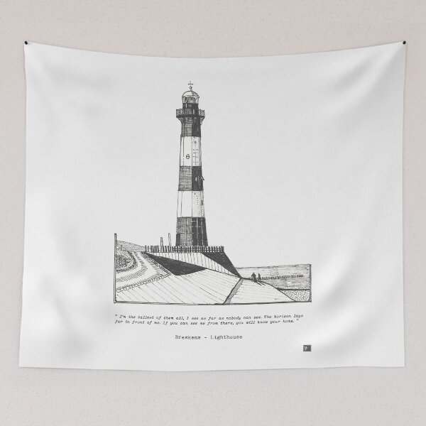 Item preview, Breskens Lighthouse Netherlands Nieuwe Sluis Pen and Ink Illustration designed and sold by Wall-Art-Sketch.