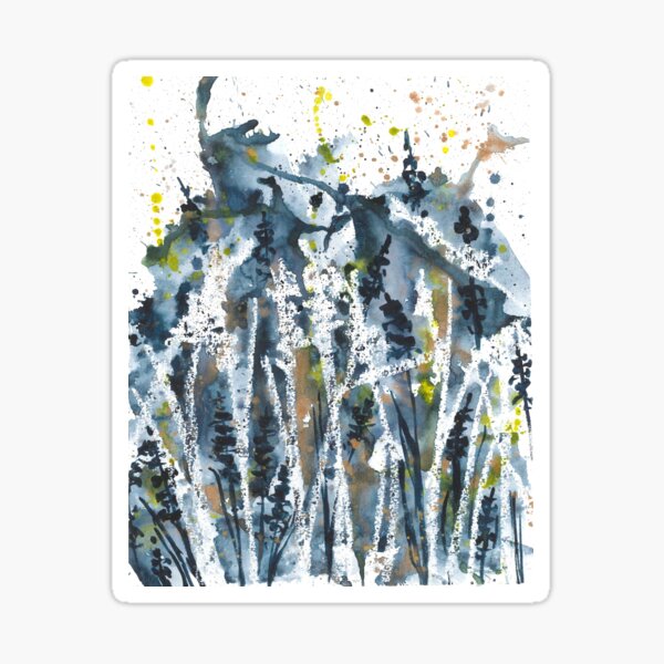 Aperçu de l'œuvre Paysage aquarelle abstrait cool bleu calme, fleurs créée et vendue par anaozzart.