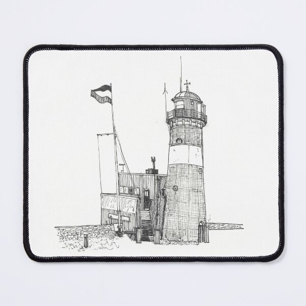 Item preview, Lighthouse North Head (Vuurtoren Noorderhoofd) Westkapelle Netherlands Pen and Ink Illustration designed and sold by Wall-Art-Sketch.