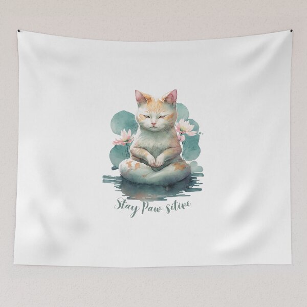 Item preview,  Stay Paw-sitive Yoga Cat 02 designed and sold by printiesart.