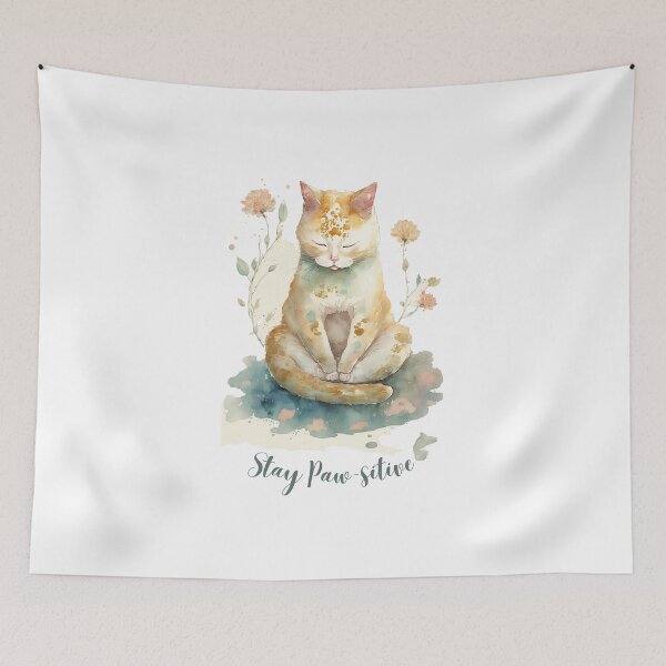 Item preview,  Stay Paw-sitive Yoga Cat 03 designed and sold by printiesart.