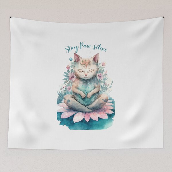 Item preview,  Stay Paw-sitive Yoga Cat 04 designed and sold by printiesart.