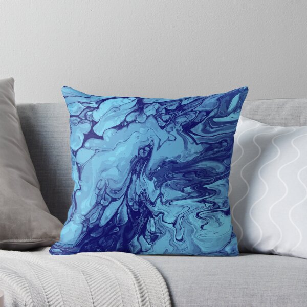 Aperçu de l'œuvre  Vivid Blue Palette 15 Marble Fluid  Art  créée et vendue par Janzay.