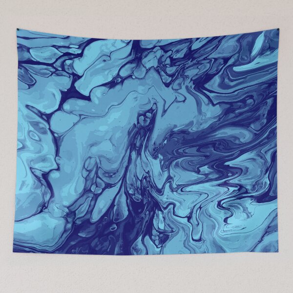 Aperçu de l'œuvre Vivid Blue Palette 15 Marble Fluid Art créée et vendue par Janzay.