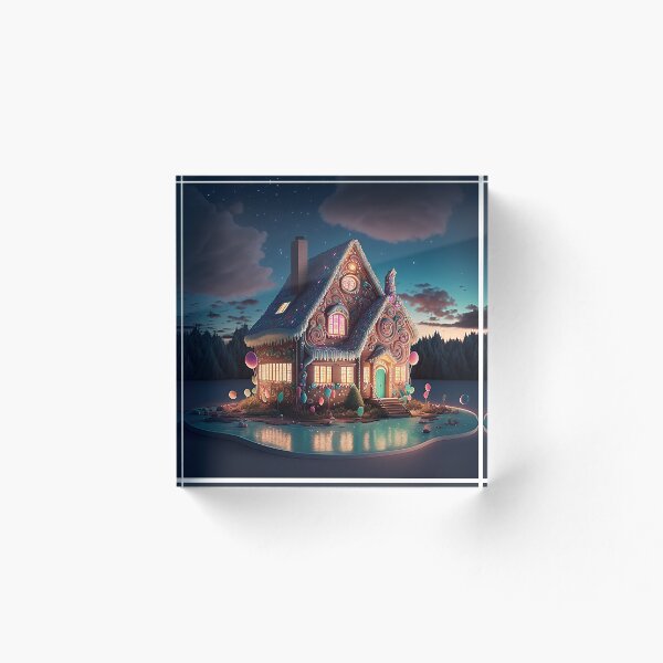Artikelvorschau, Lebkuchenhaus aus köstlichen Leckereien an einem See - Weihnachten entworfen und verkauft von InsterDesign.