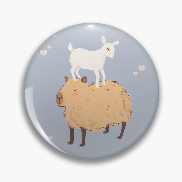 Item preview, Capybara with a baby goat friend standing on its head - a cute cartoon capybara illustration chilling designed and sold by Yarafantasyart.