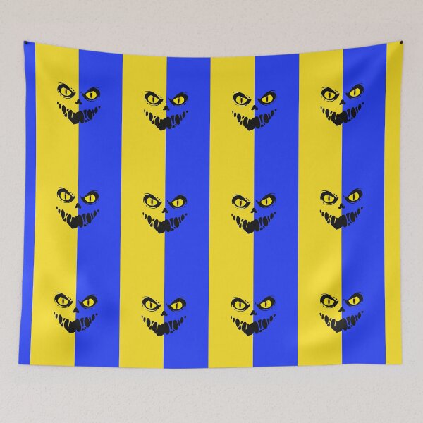 Item preview, Blue yellow smiling skeleton face designed and sold by OMdesign10.