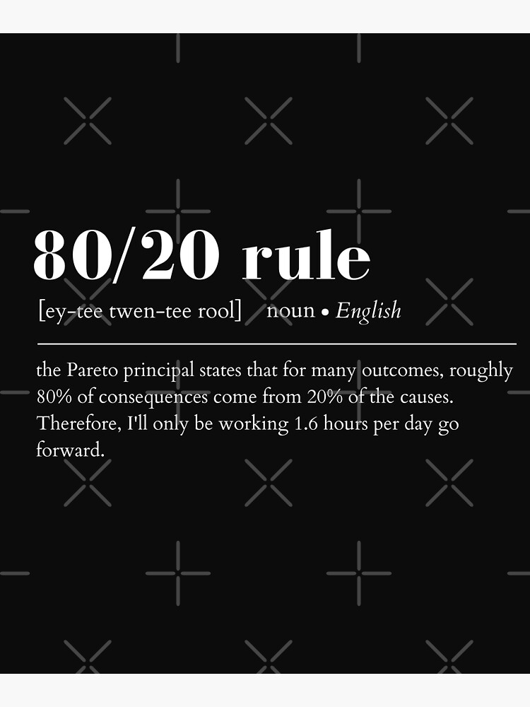"80/20 rule definition , work from home" Poster for Sale by