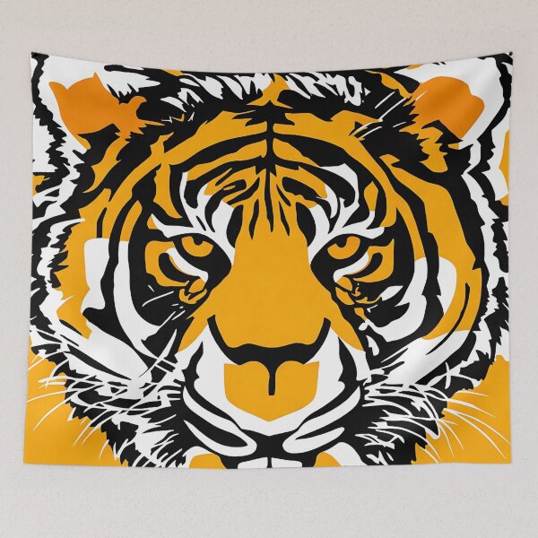 Aperçu de l'œuvre Tiger logo, geometric, vector, symmetrical, minimalism créée et vendue par DrawItOnce.