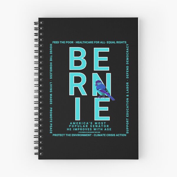 Aperçu de l'œuvre PMD00119 Progressive Movement Designs Bernie oiseau bleu sur noir pour progressistes créée et vendue par ProgressiveLeft.