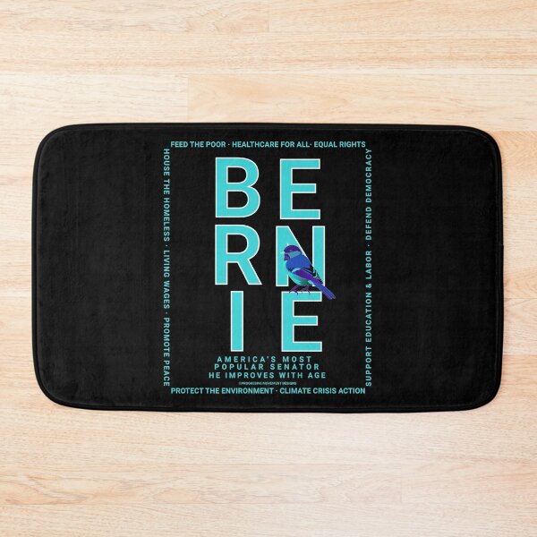 Aperçu de l'œuvre PMD00119 Progressive Movement Designs Bernie oiseau bleu sur noir pour progressistes créée et vendue par ProgressiveLeft.