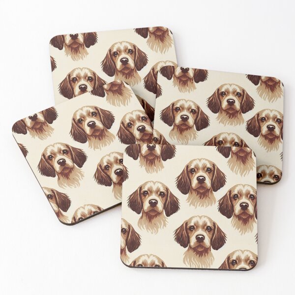 Item preview, Golden brown Cocker-Spaniel seamless dog pattern of puppies. designed and sold by justinasv775.