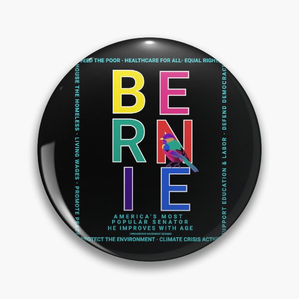 Artikelvorschau, PMD00120 Progressive Movement Designs Regenbogenfarben Bernie blauer Vogel auf Schwarz für LGBTQ-Progressive entworfen und verkauft von ProgressiveLeft.