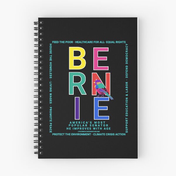 Artikelvorschau, PMD00120 Progressive Movement Designs Regenbogenfarben Bernie blauer Vogel auf Schwarz für LGBTQ-Progressive entworfen und verkauft von ProgressiveLeft.