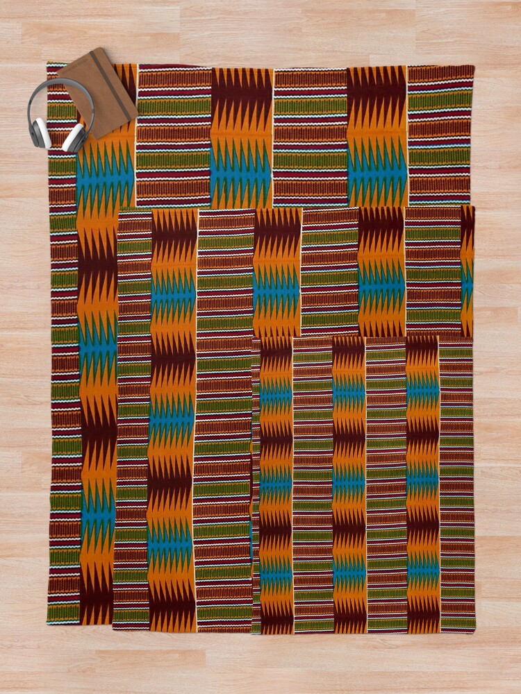 African Blue / Orange Kente Print Fabric Kente Ghana Wax Cloth AF