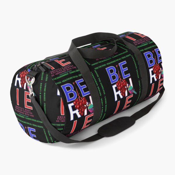 Artikelvorschau, PMD00121 Progressive Movement Designs Bernie mit rot-weiß-blauem Vogel, roten Trauben auf Schwarz für Progressive entworfen und verkauft von ProgressiveLeft.