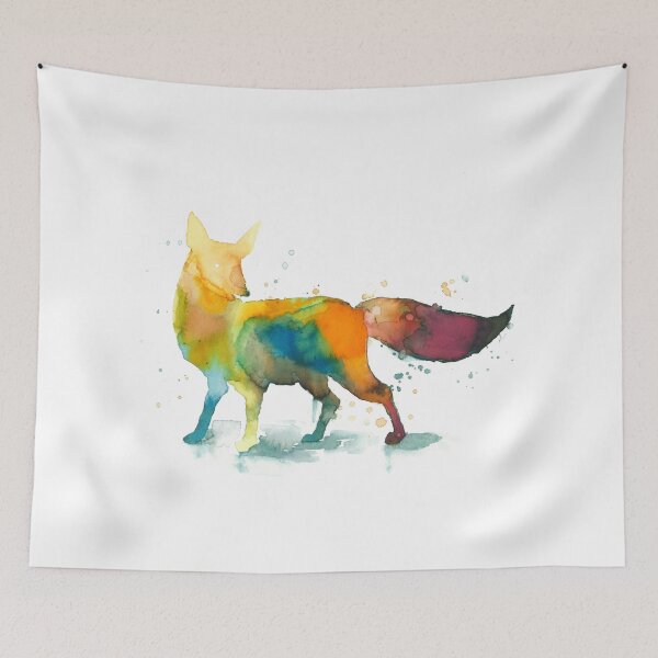 Item preview, renard multicolore à l'aquarelle designed and sold by Valérie Gilbert.