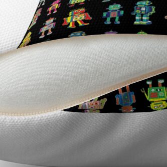 Alternate view of Robot Line-up on Black - fun pattern by Cecca Designs Floor Pillow