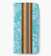 Vinilo o funda para iPhone Sunset Beach Hawaiian Faux Koa Madera Tabla de surf - Aqua
