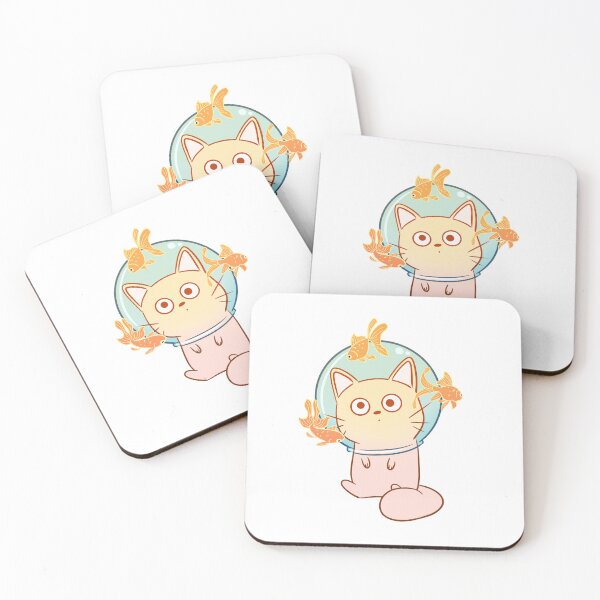 Item preview, Gatito soñando con peces dorados designed and sold by Sticker Sheep.