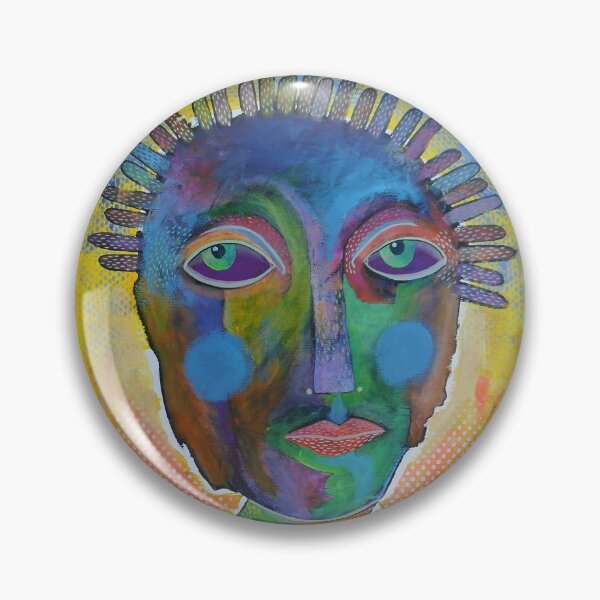 Item preview, Outsider Art - Green Blue Faced Man designed and sold by BeaOutsiderArt.