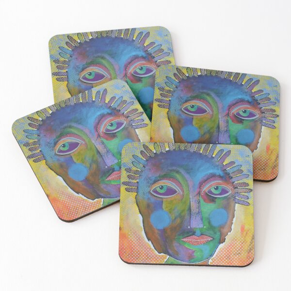 Item preview, Outsider Art - Green Blue Faced Man designed and sold by BeaOutsiderArt.
