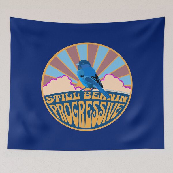 Item preview, PMD00124 Progressive Movement Designs Sunrise Still Bernin blue bird design for progressives designed and sold by ProgressiveLeft.