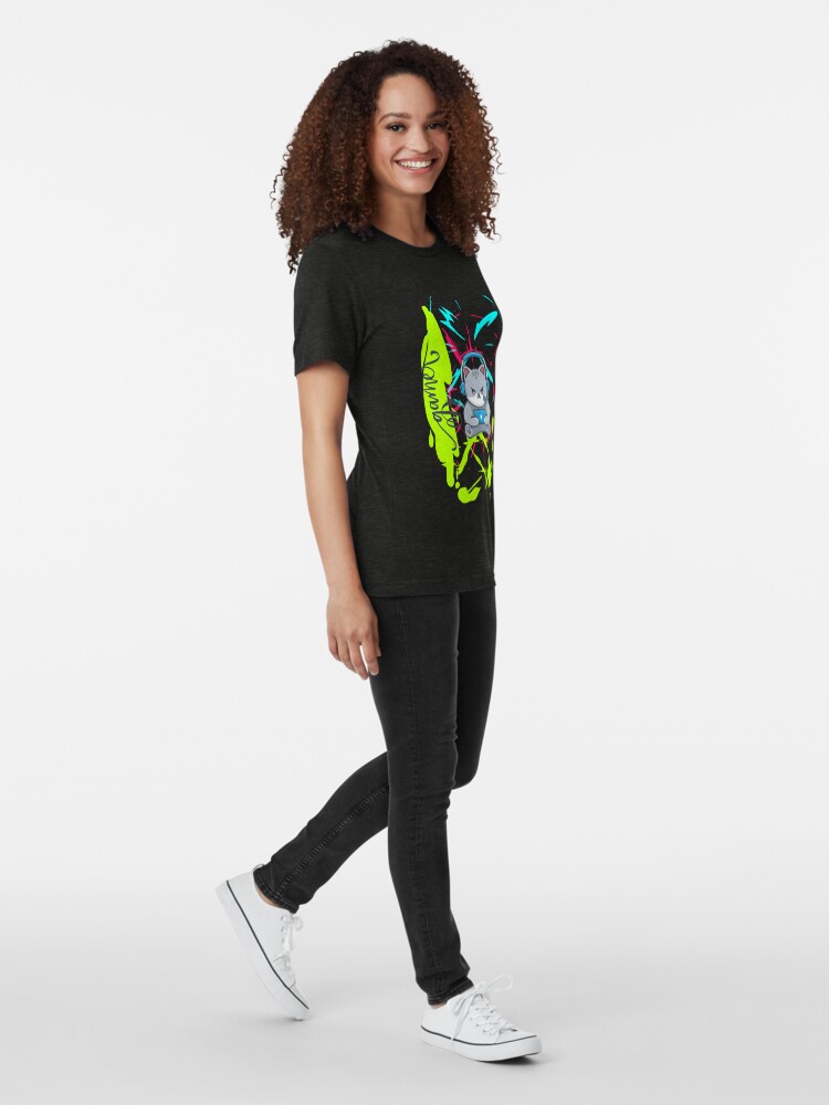Thumbnail 4 of 7, Tri-blend T-Shirt, Colorful Cat Gamer designed and sold by OMdesign10.
