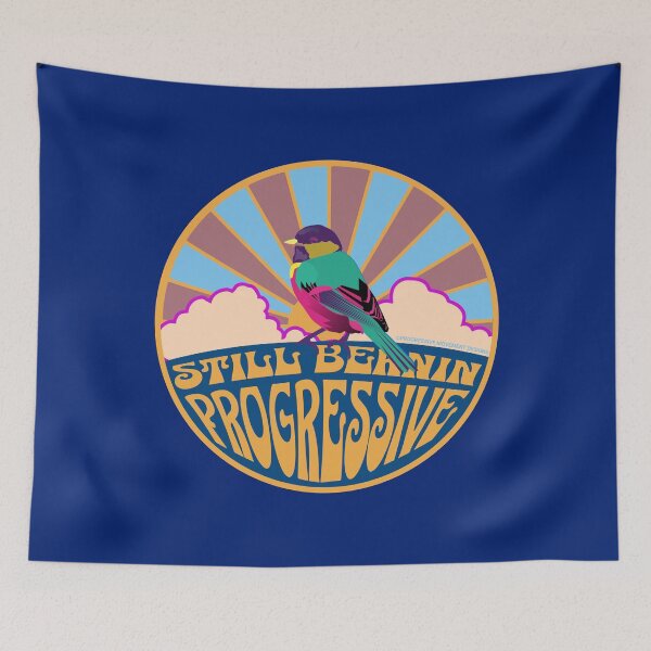 Item preview, PMD00125 Progressive Movement Designs Sunrise Still Bernin rainbow colored bird design for LGBTQ progressives designed and sold by ProgressiveLeft.