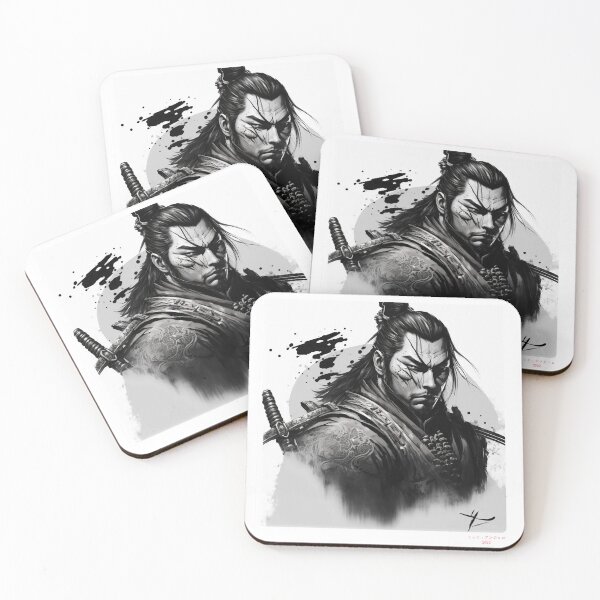 Item preview, Portrait in Ink Splash of Samurai Warrior - 02 designed and sold by Mitch-Angelo.