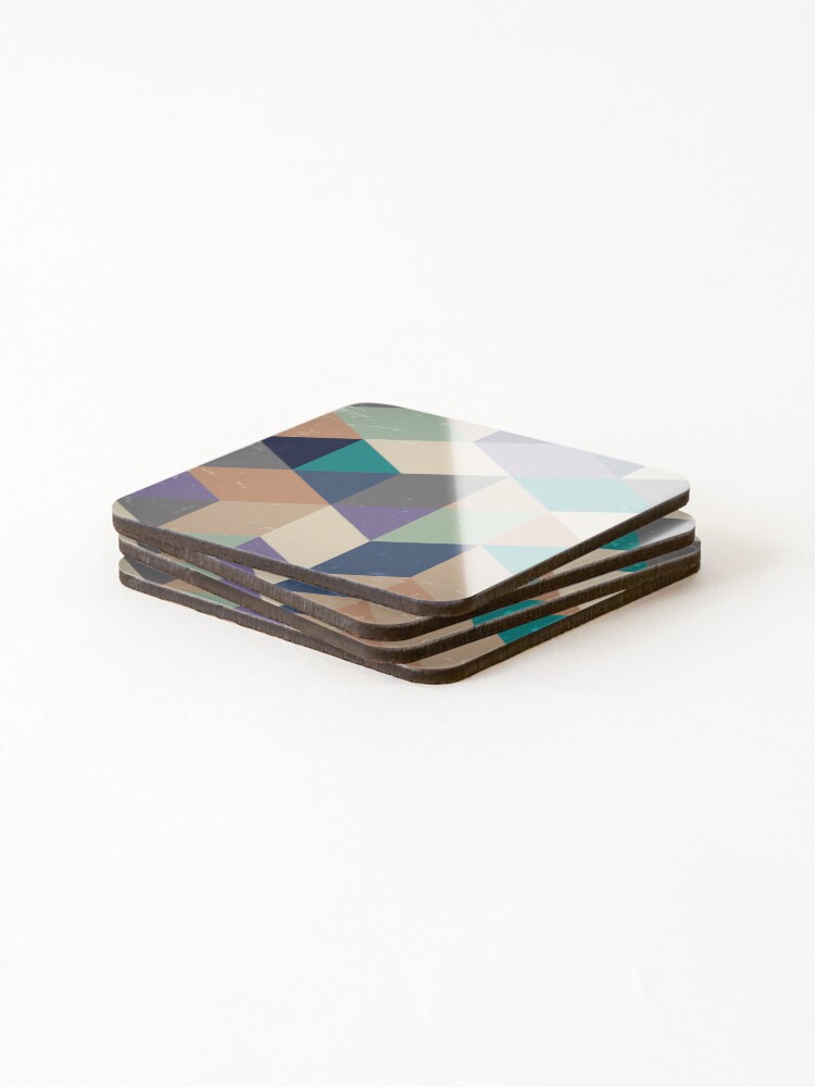 Thumbnail 4 of 5, Coasters (Set of 4), Retro Geometric Pattern In Grunge Style designed and sold by Pattern1design.