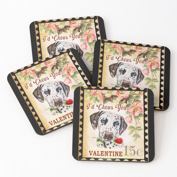 Item preview, Dalmatian Vintage Valentine Funny Dog With Rose designed and sold by Cuddlythopia.
