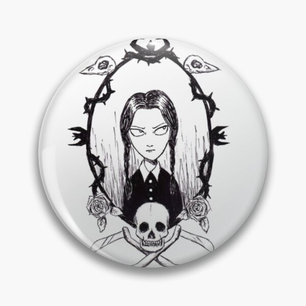 Item preview, WEDNESDAY ADDAMS PIN BUTTON designed and sold by INEUPHORIA.