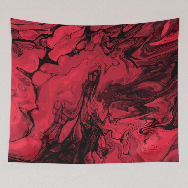 Aperçu de l'œuvre Vivid Red Palette 1 Marble Fluid Art créée et vendue par Janzay.