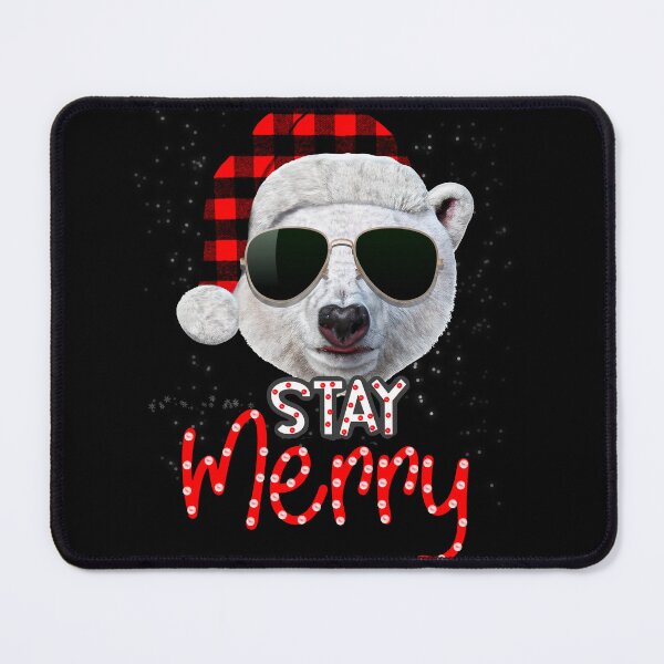 Item preview, Stay merry funny plaid Santa polar bear with shades designed and sold by AW2 Designs.