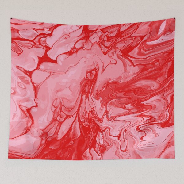 Aperçu de l'œuvre Vivid Red Palette 5 Marble Fluid Art créée et vendue par Janzay.