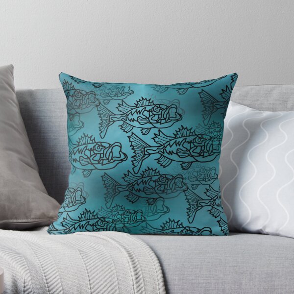 An Angry Large Mouth Bass Throw Pillow