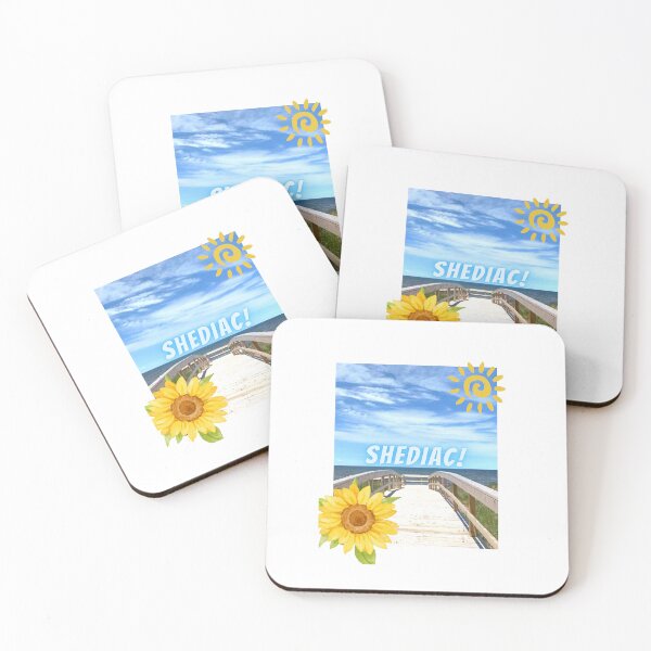 Item preview, Sunny Shediac beach with blue sky, bridge, sun and sun flower designed and sold by NoManDesign.
