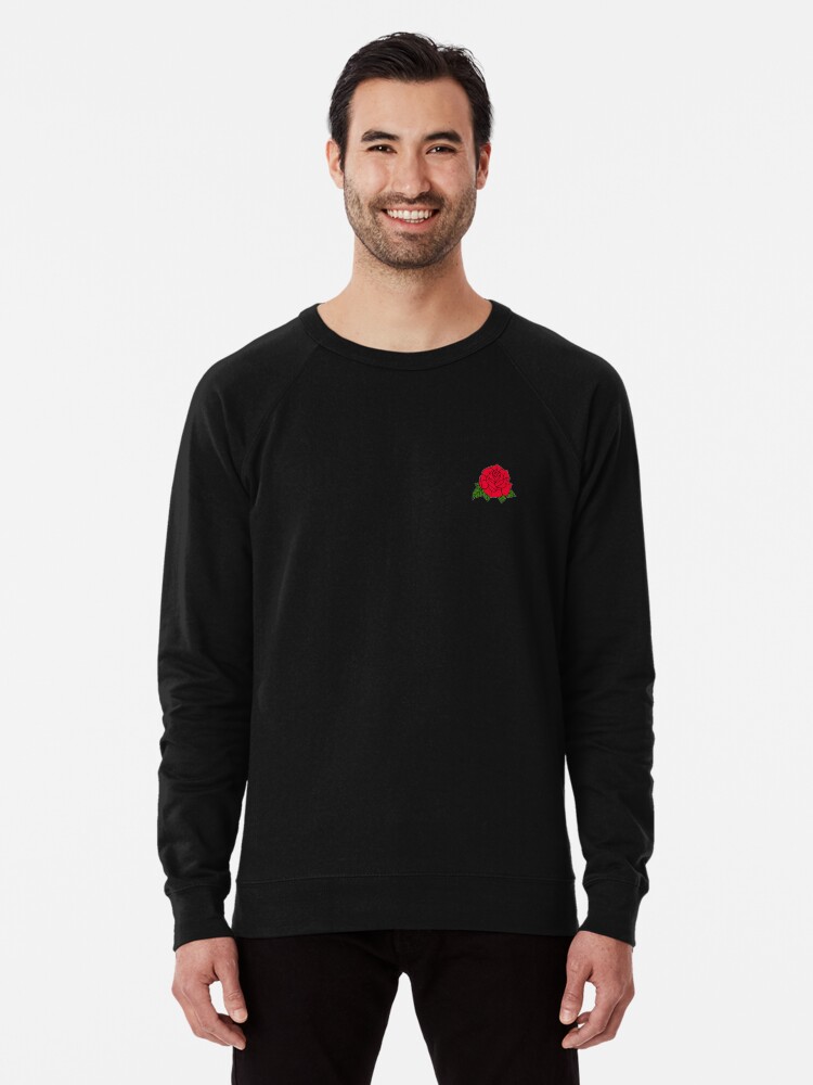 Black sweatshirt with red roses best sale