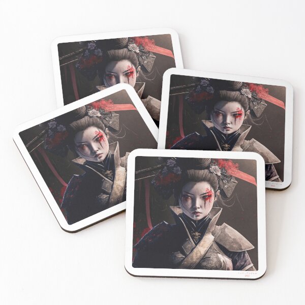 Item preview, Portrait in Ink Splash of Samurai Woman - 01 designed and sold by Mitch-Angelo.
